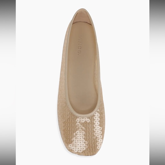 Vince Leah Sequined Ballet Flats Birch Sand EU 38 US 7.5 NWT - Picture 14 of 14